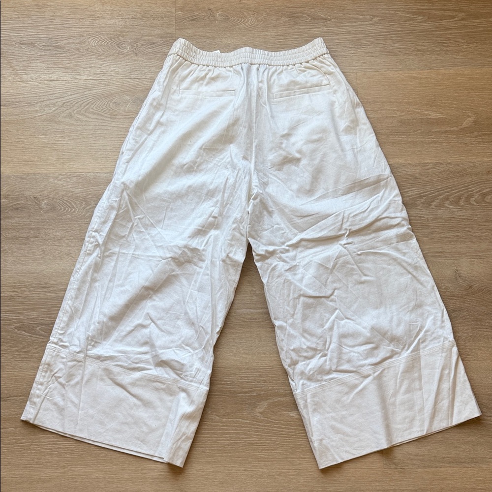 Wide-Leg Cream linen blend Pants - Picture 3 of 3